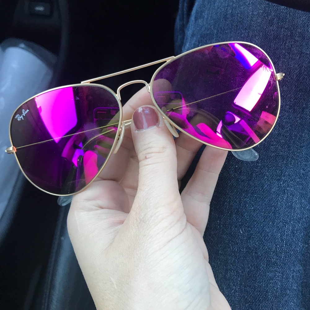 Ray Ban Pink Reflective Aviators - Authentic